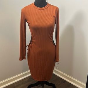 Adorable Rust Colored BodyCon Side Cut Out Dress Sz. L